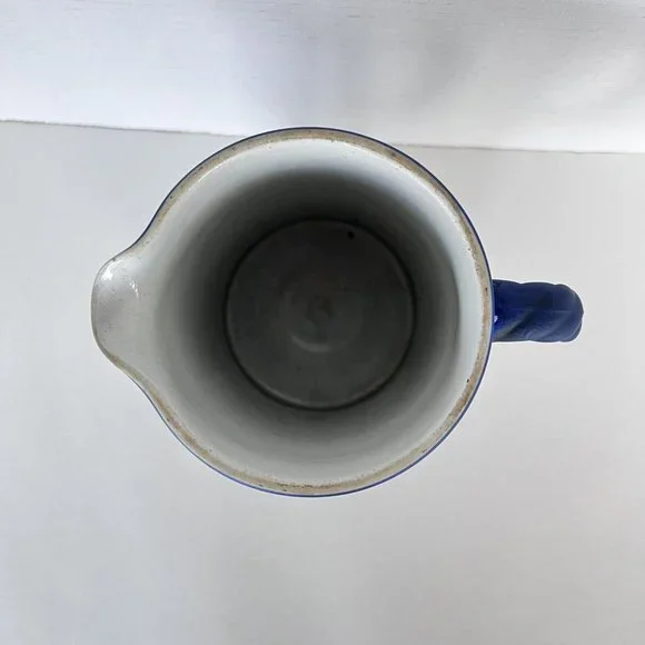 Vintage Wedgwood Dark Cobalt Blue & White Jasperware Pitcher 6-1/4 Tall